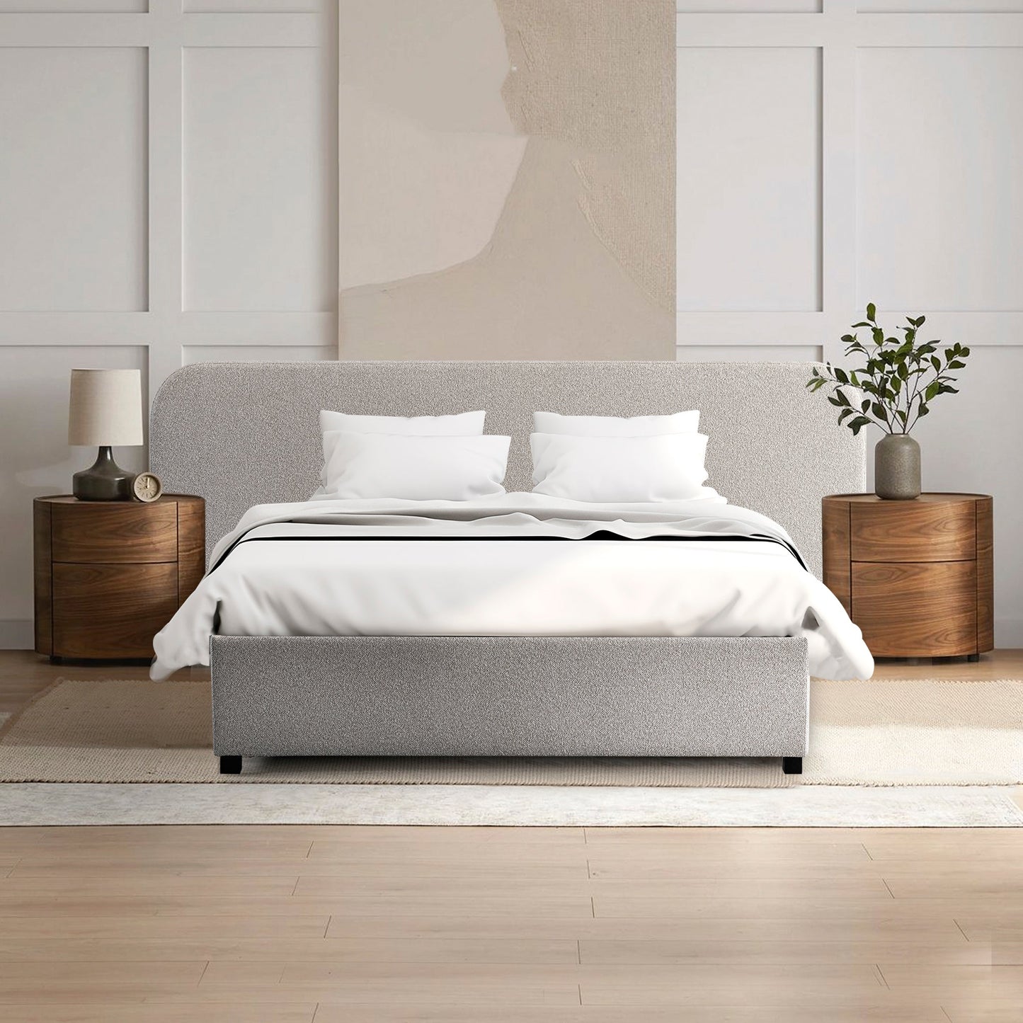 Greta Queen Sized Bed Frame - Clay Grey with storage