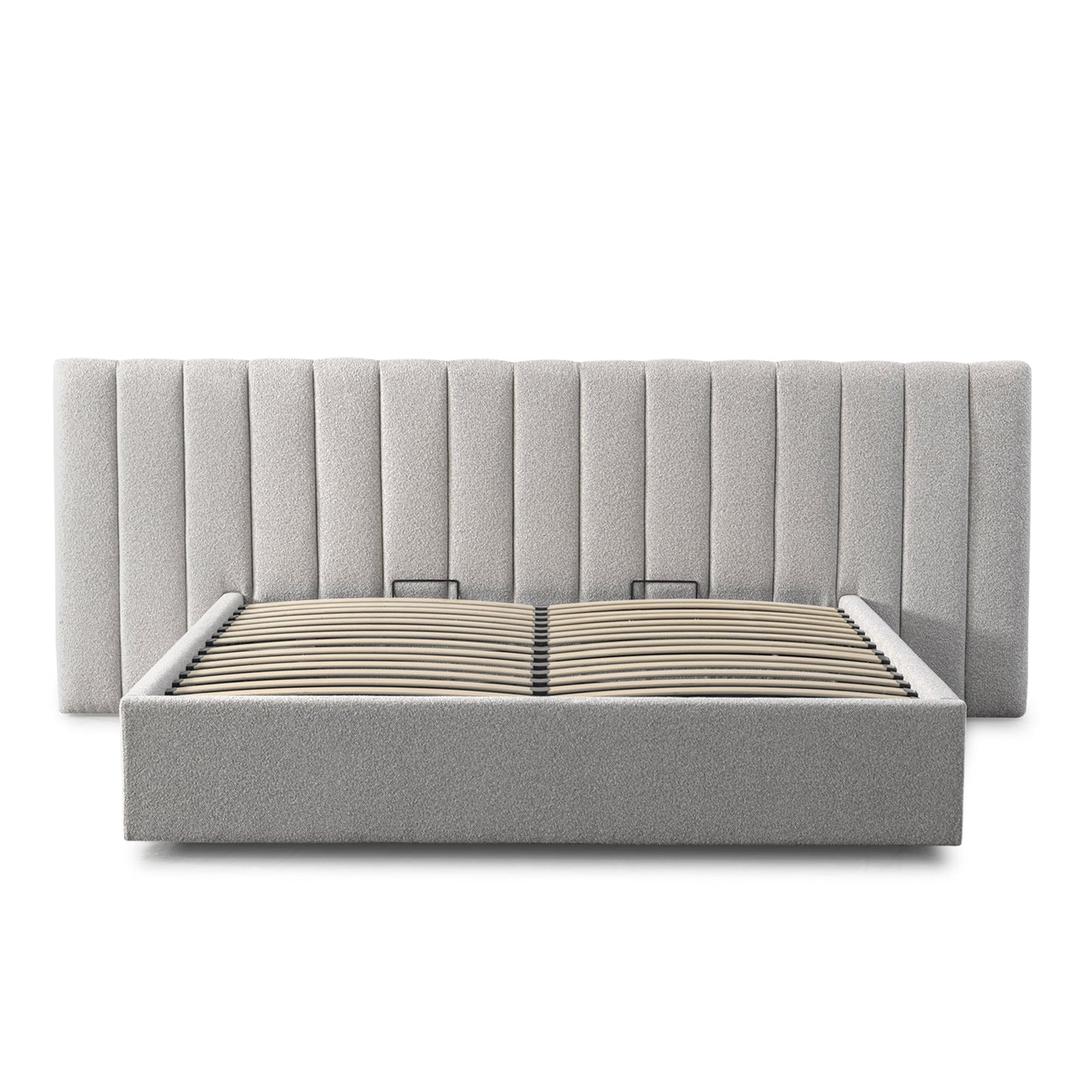 Ralph Wide Base King Sized Bed Frame - Clay Grey with Storage