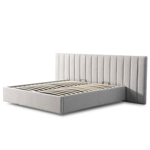 Ralph Wide Base King Sized Bed Frame - Clay Grey with Storage