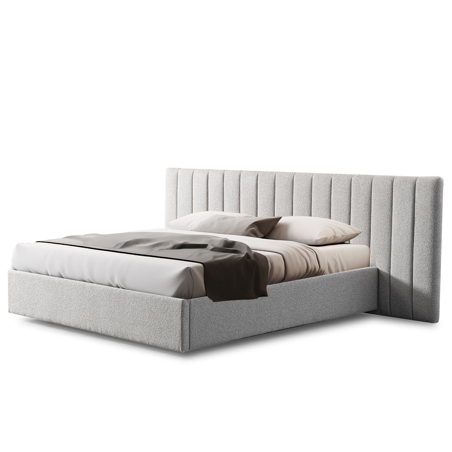 Ralph Wide Base King Sized Bed Frame - Clay Grey with Storage