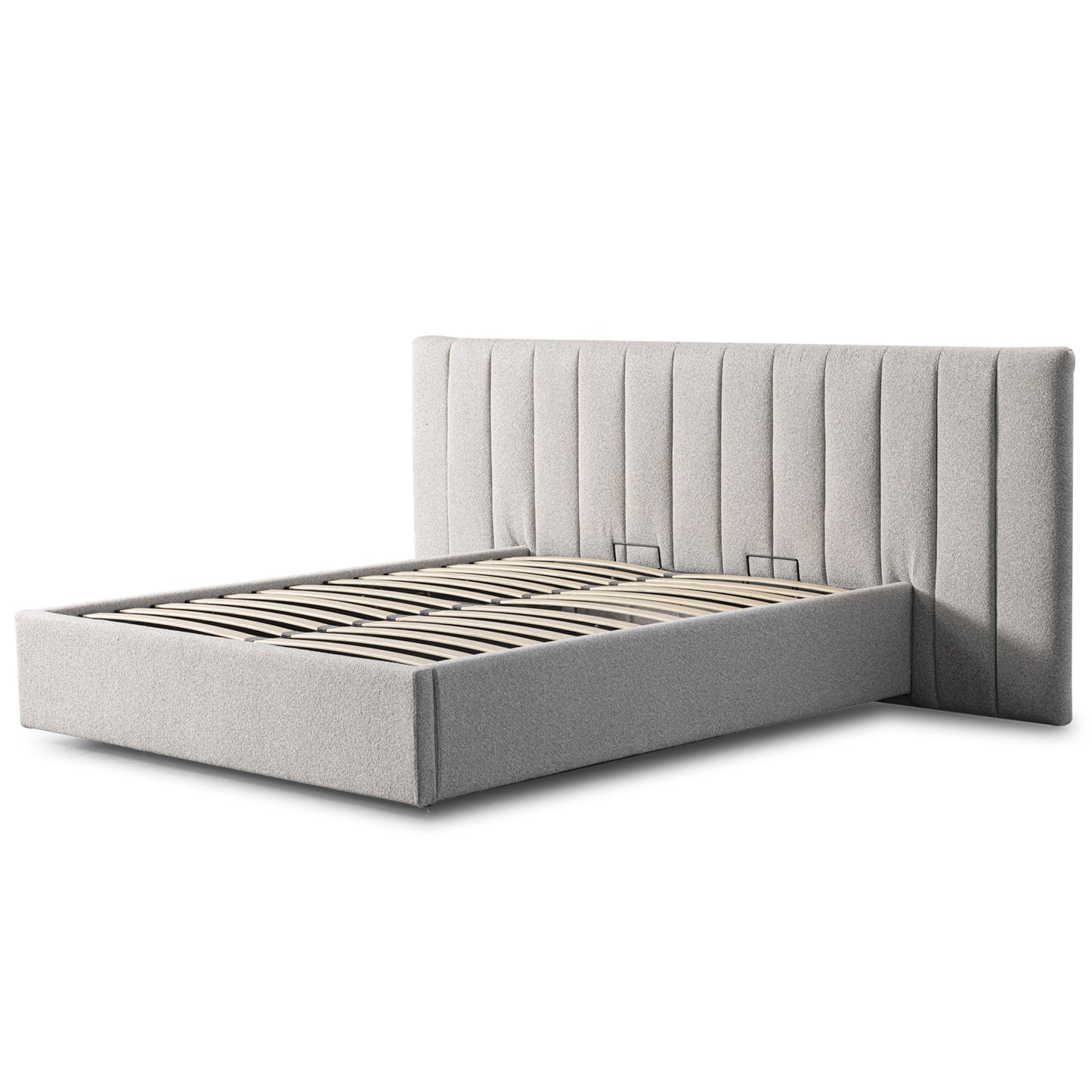 Ralph Wide Base Queen Bed Frame - Clay Grey with Storage