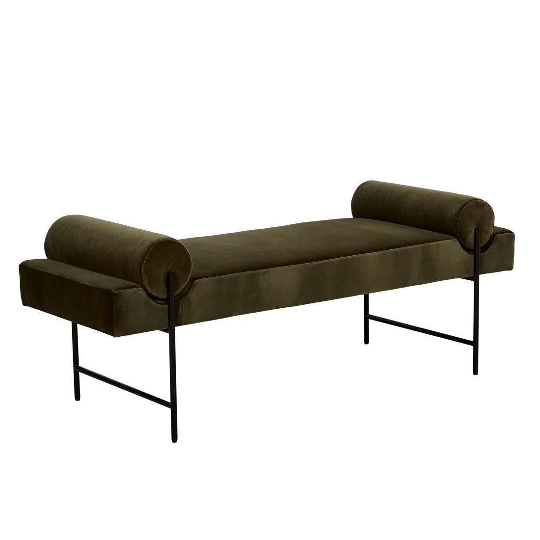 Axel Bench Seat - Caper Velvet - Black Metal