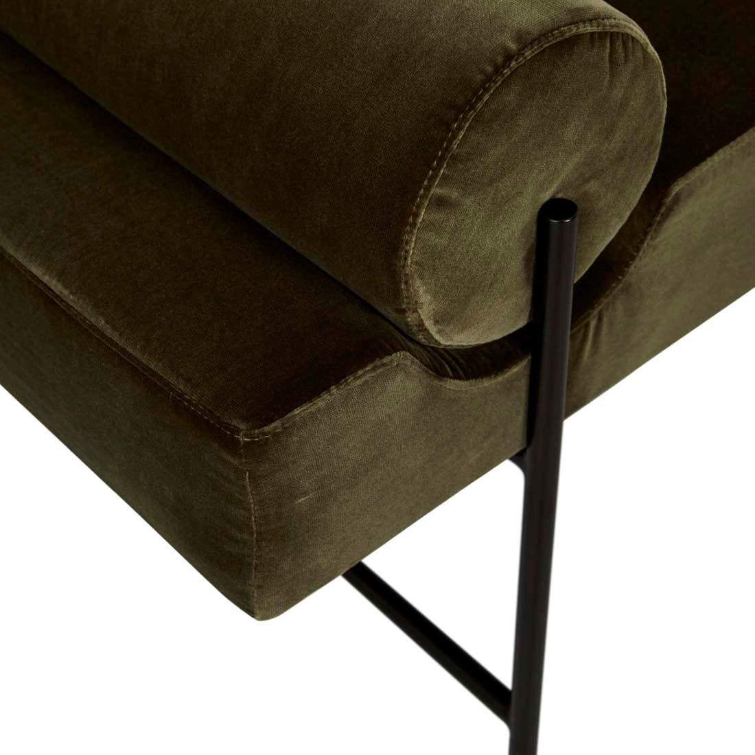 Axel Bench Seat - Caper Velvet - Black Metal