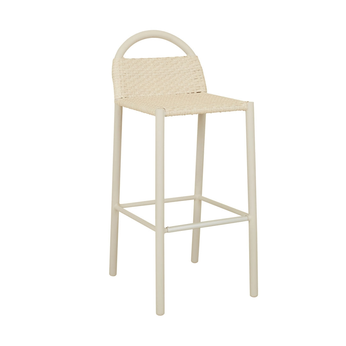 Jules Woven Outdoor Barstool - Shell - Linen Metal