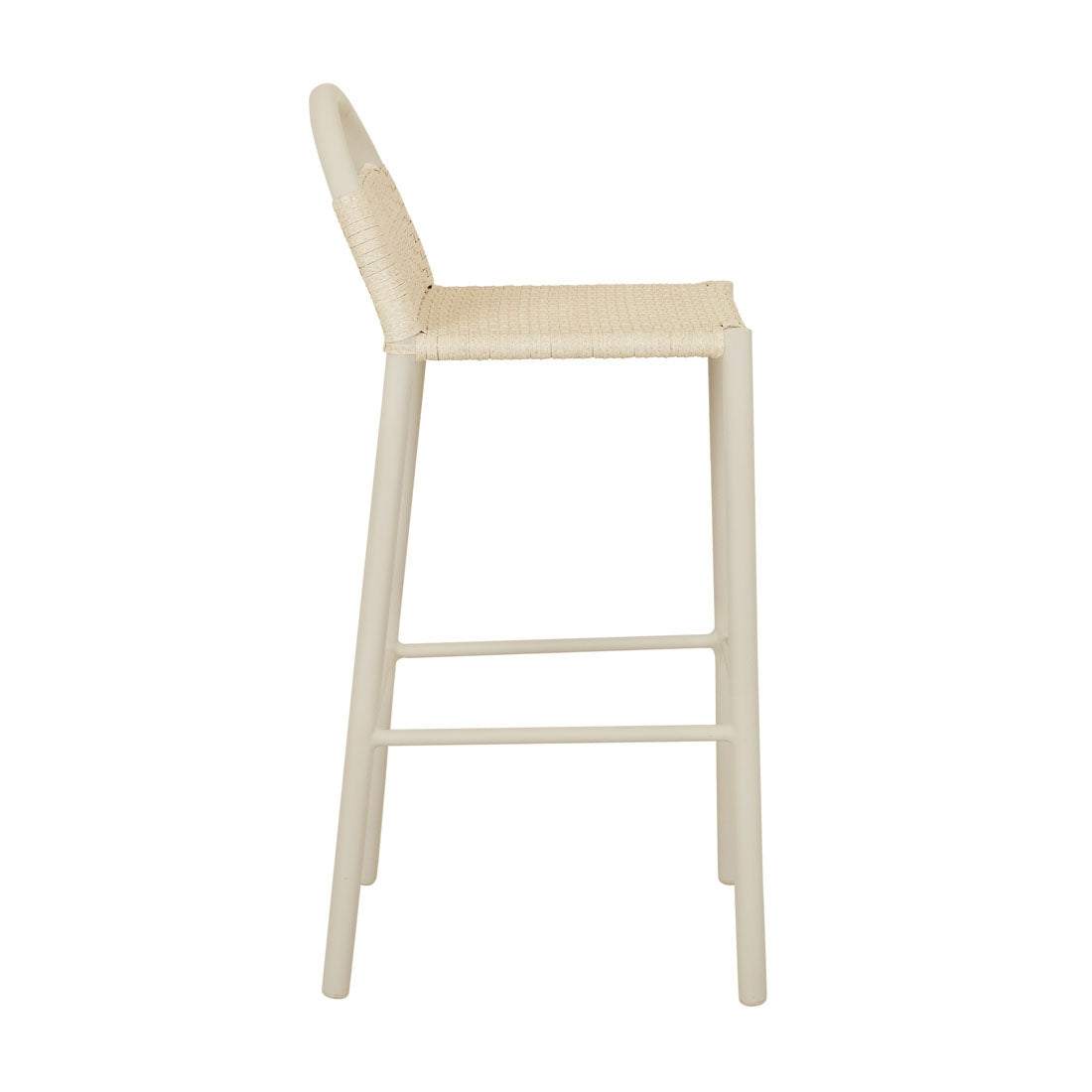 Jules Woven Outdoor Barstool - Shell - Linen Metal