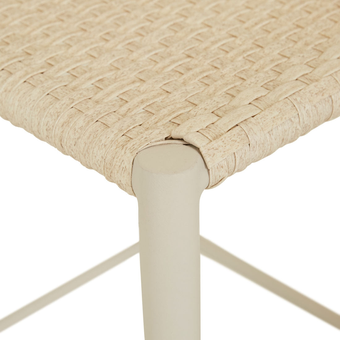 Jules Woven Outdoor Barstool - Shell - Linen Metal