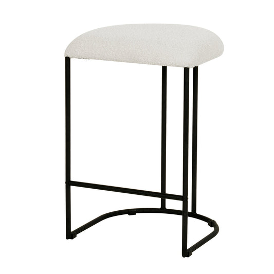 Set of 2 - Galvan 65cm Bar Stool - Ivory White Boucle