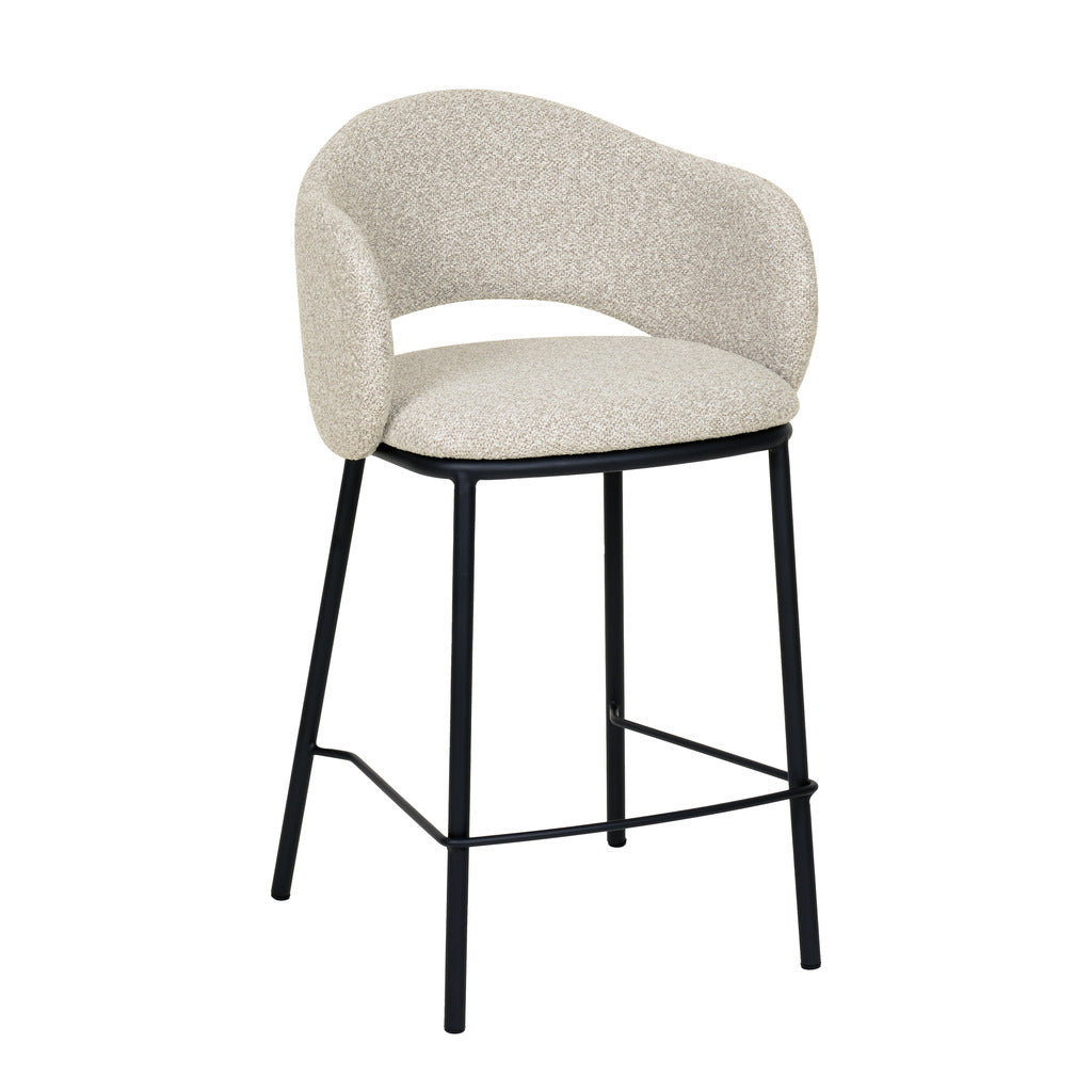 Set of 2 - Mani 65cm Black Bar Stool - Clay Grey