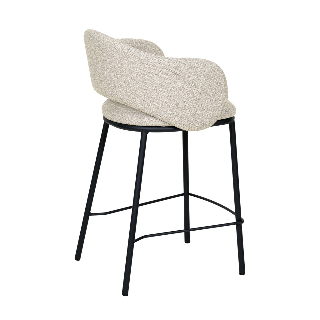 Set of 2 - Mani 65cm Black Bar Stool - Clay Grey