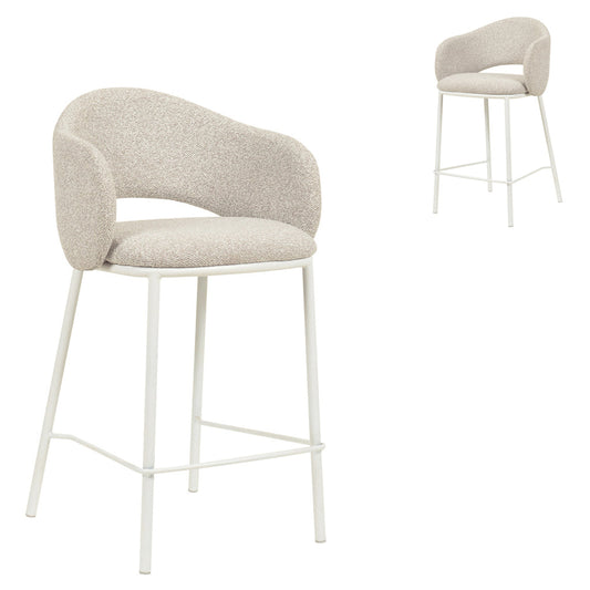 Set of 2 - Mani 65cm White Bar Stool - Clay Grey