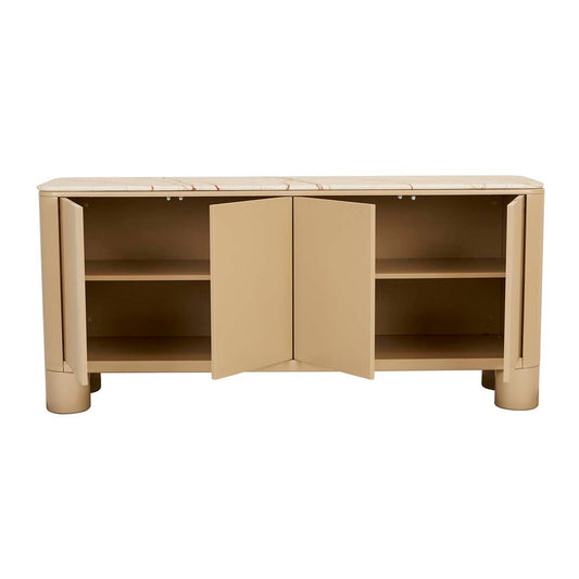 Frankie Marble Buffet - Matt Brown Vein Marble - Gloss Camel