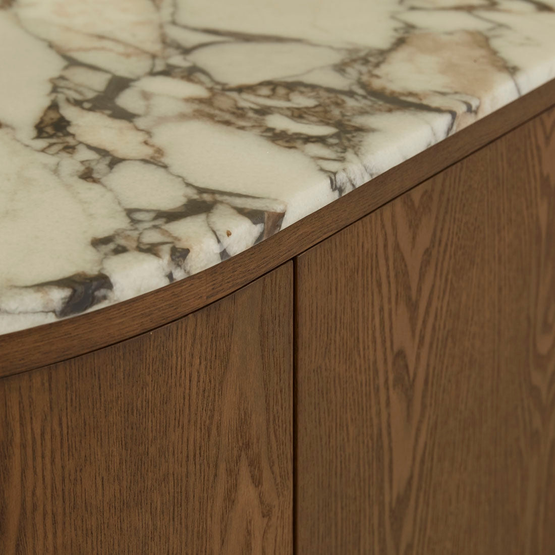 Oberon Crescent Marble Buffet - Matt Ocean Marble - Smoked Ash