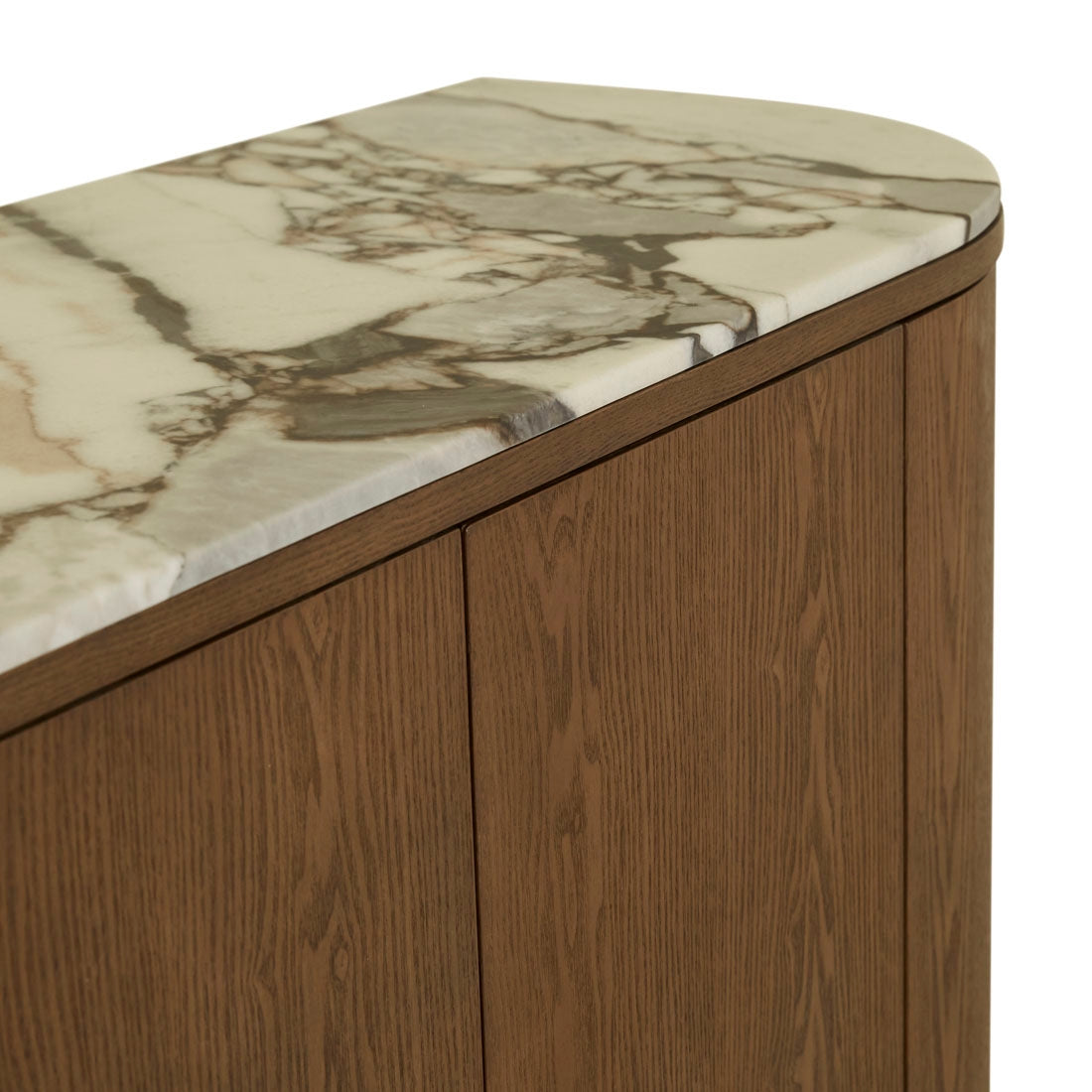 Oberon Crescent Marble Buffet - Matt Ocean Marble - Smoked Ash