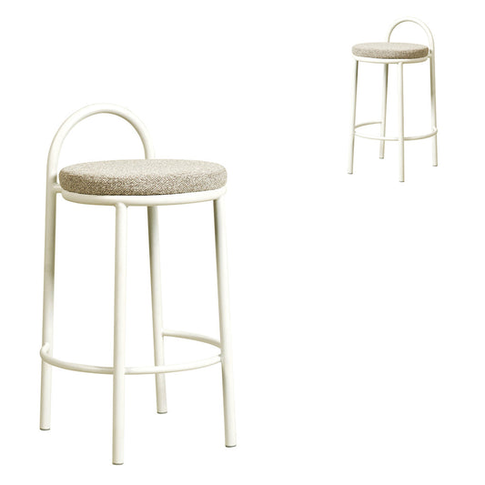 Set of 2 - Mclean 65cm White Frame Bar Stool - Clay Grey