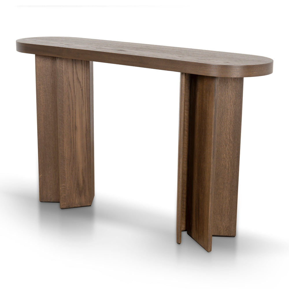 Roshan 1.3m Pill Shape Console Table - Caramel Oak