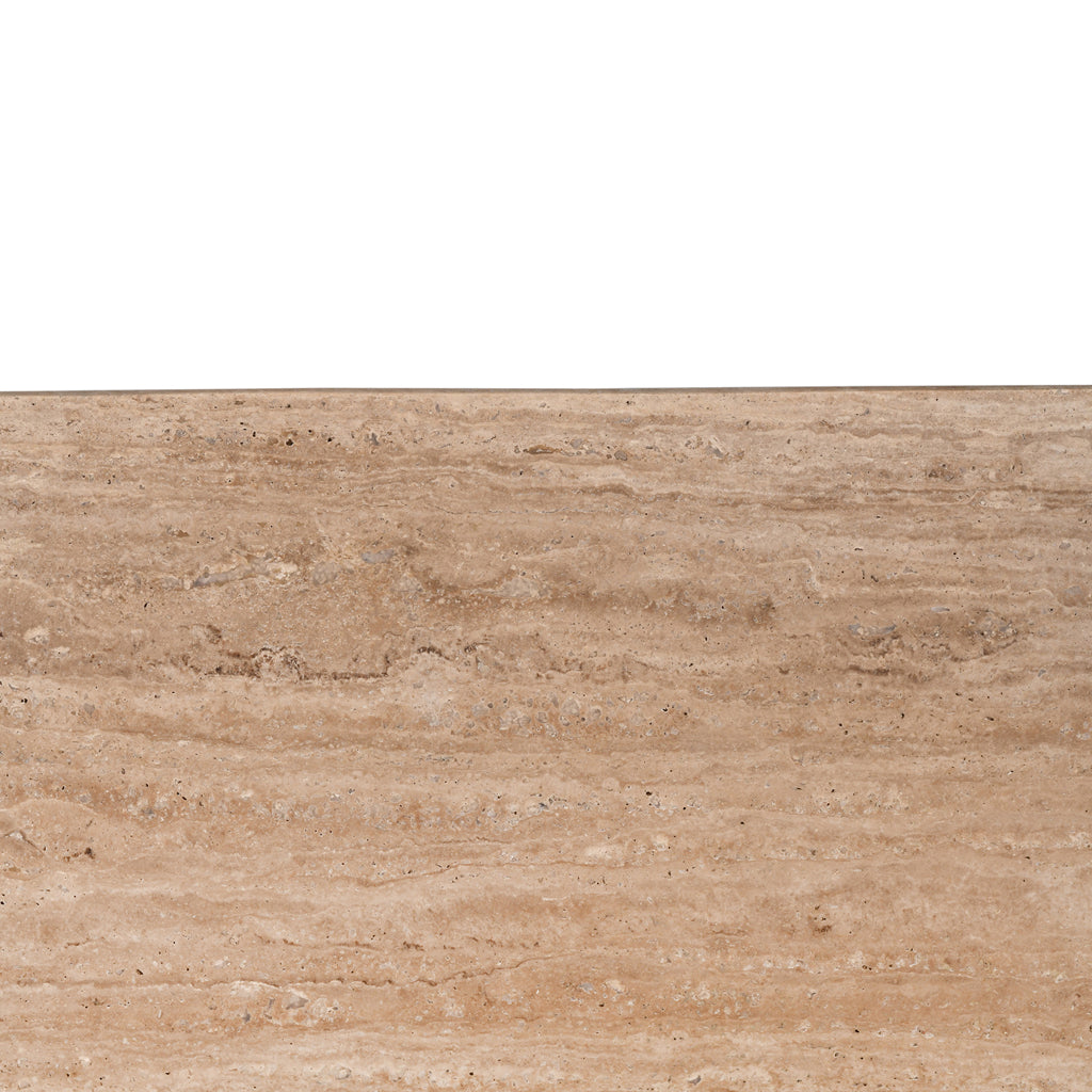 Sorina 1.2m Travertine Top Coffee Table - White Base