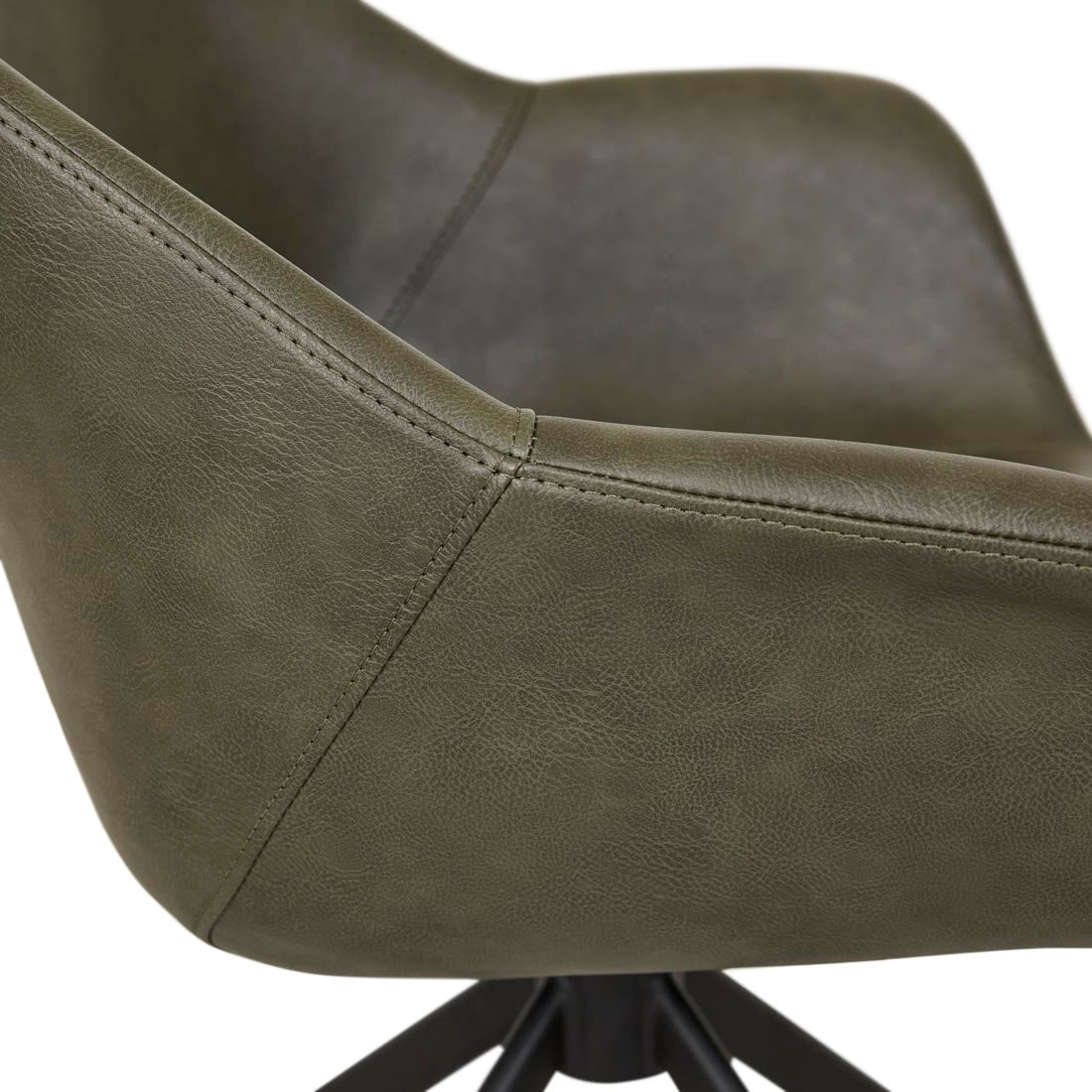 Daisy Spider Leg Office Chair - Vintage Matt Green PU - Black