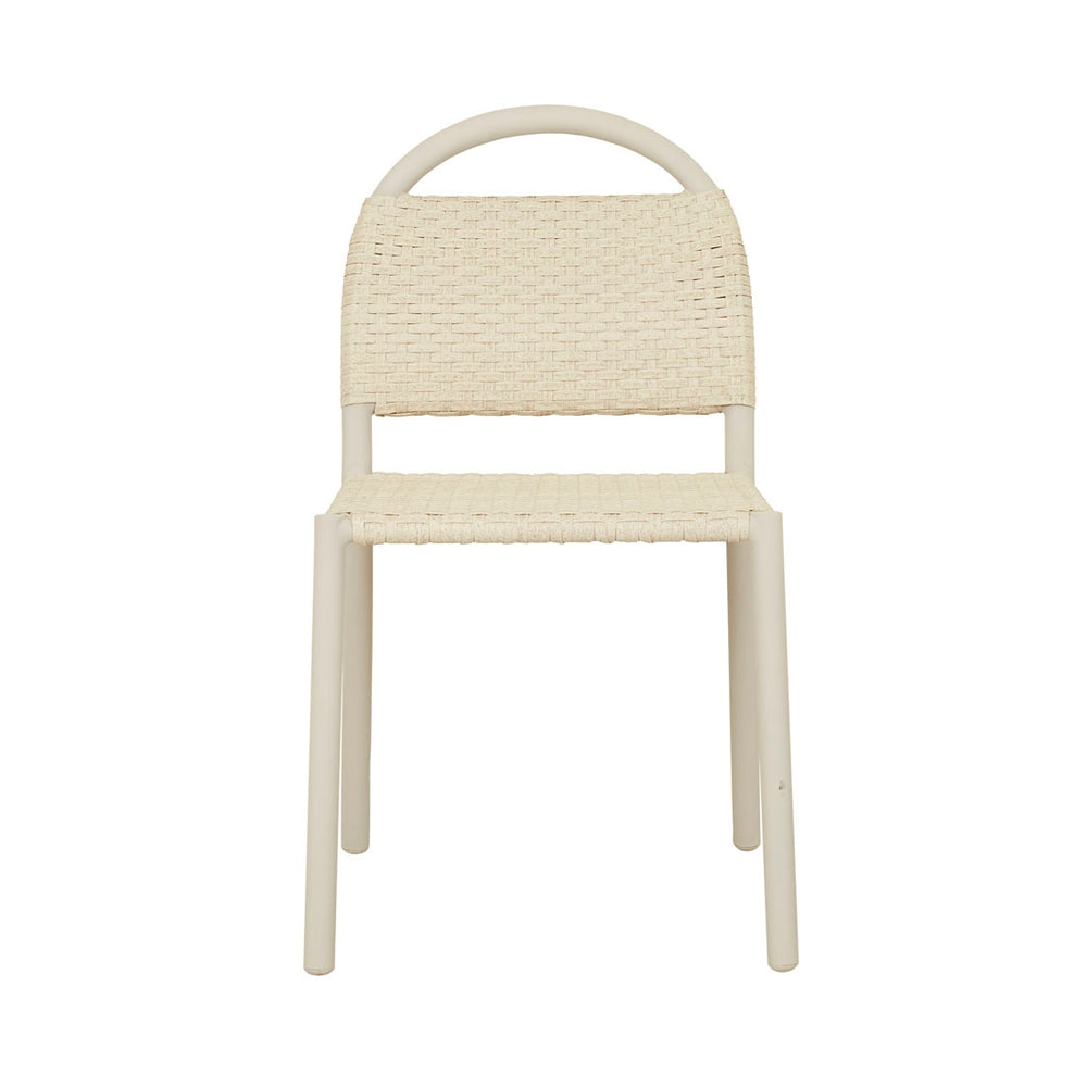 Jules Woven Outdoor Dining Chair - Shell - Linen Metal