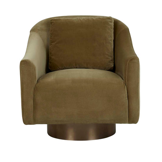 Kennedy Curve Occasional Chair - Soft Moss Velvet - Antique Brass