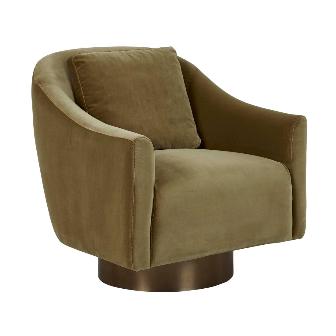 Kennedy Curve Occasional Chair - Soft Moss Velvet - Antique Brass