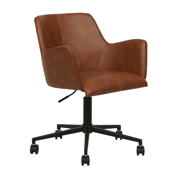 Lennox Office Chair - VINTAGE TAN PU - Black