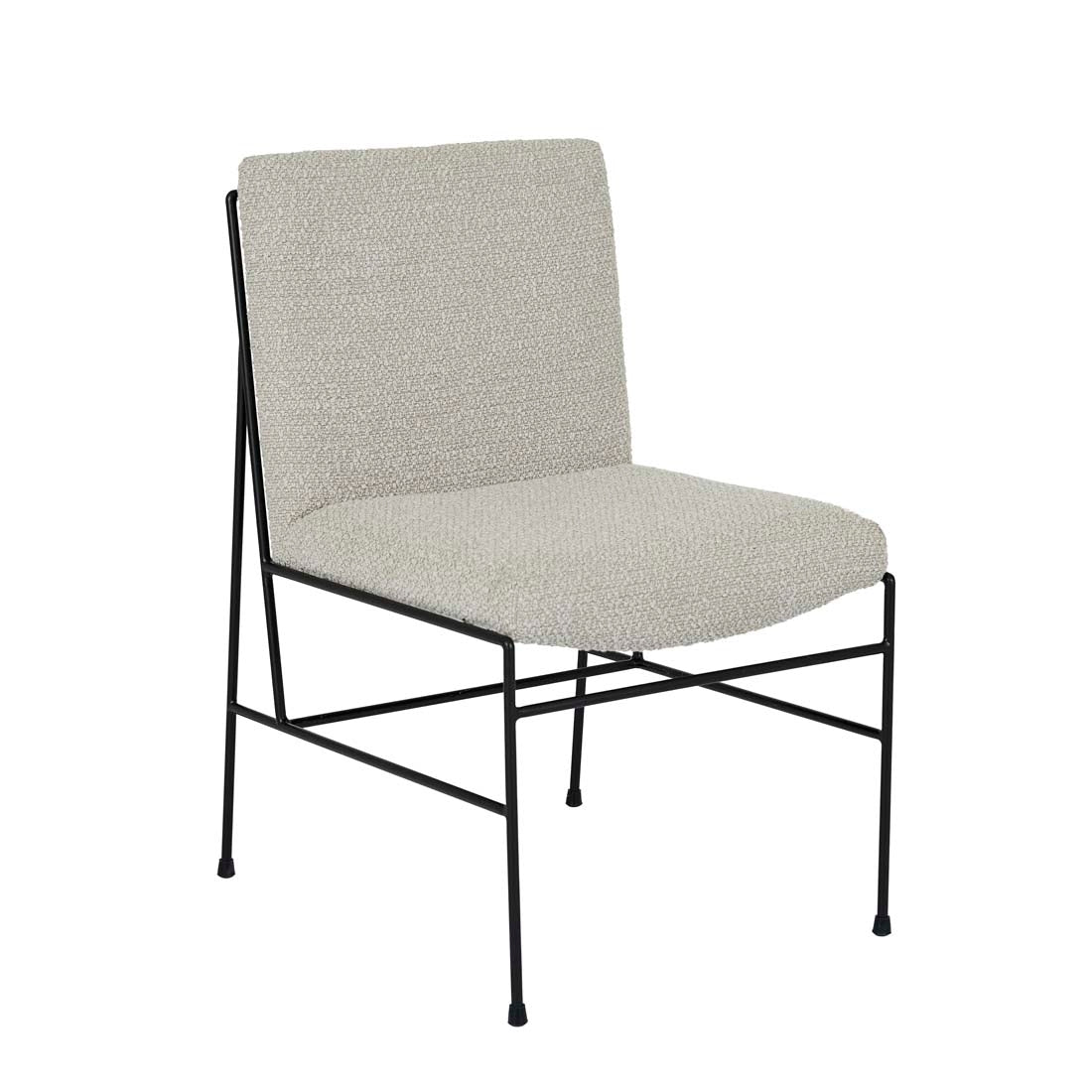 Penn Dining Chair - Taupe Boucle - Black Metal