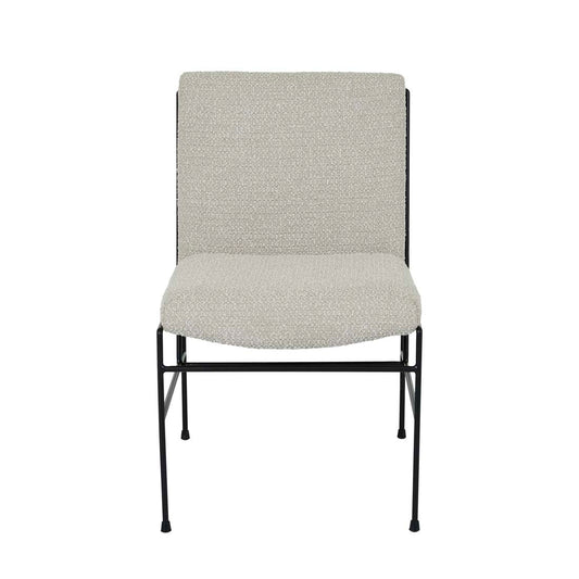 Penn Dining Chair - Taupe Boucle - Black Metal