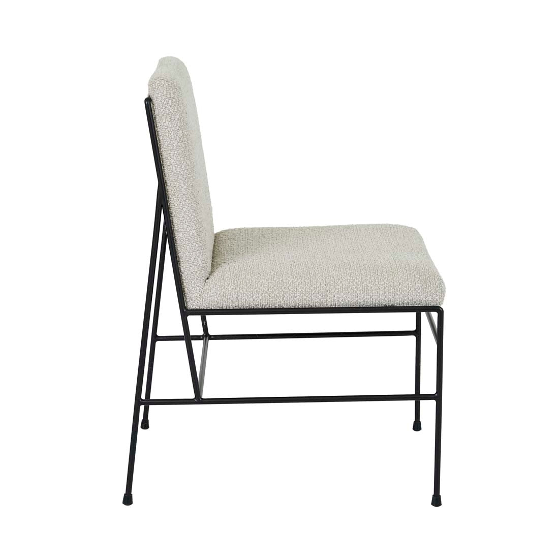 Penn Dining Chair - Taupe Boucle - Black Metal