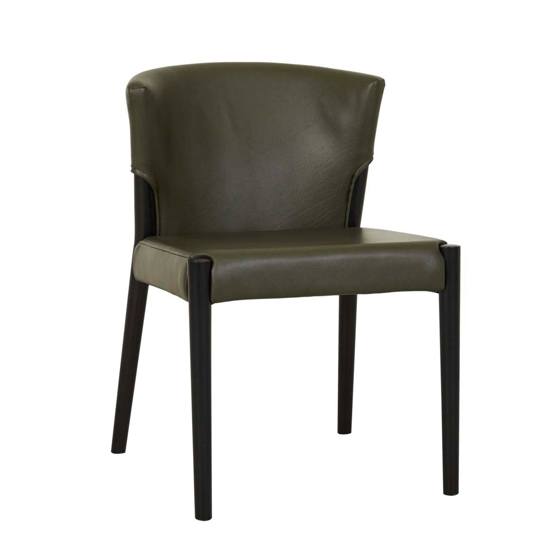 Sketch Ronda Upholstered Dining Chair - Kale Leather - Black Onyx