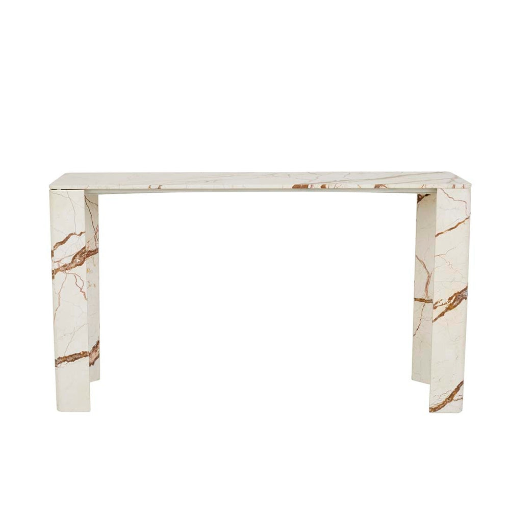 Atlas Slab Console Table - Brown Vein Marble