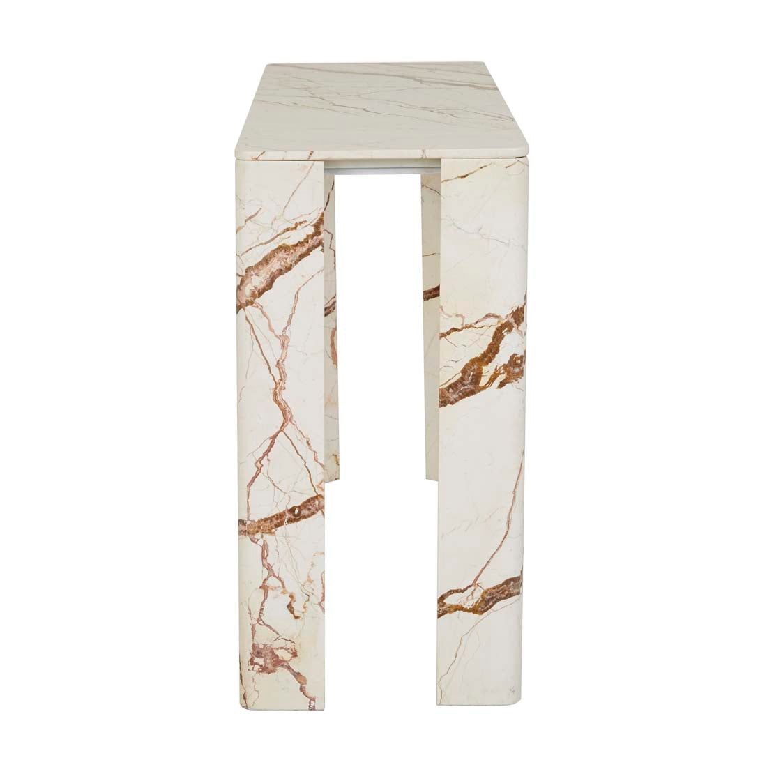 Atlas Slab Console Table - Brown Vein Marble