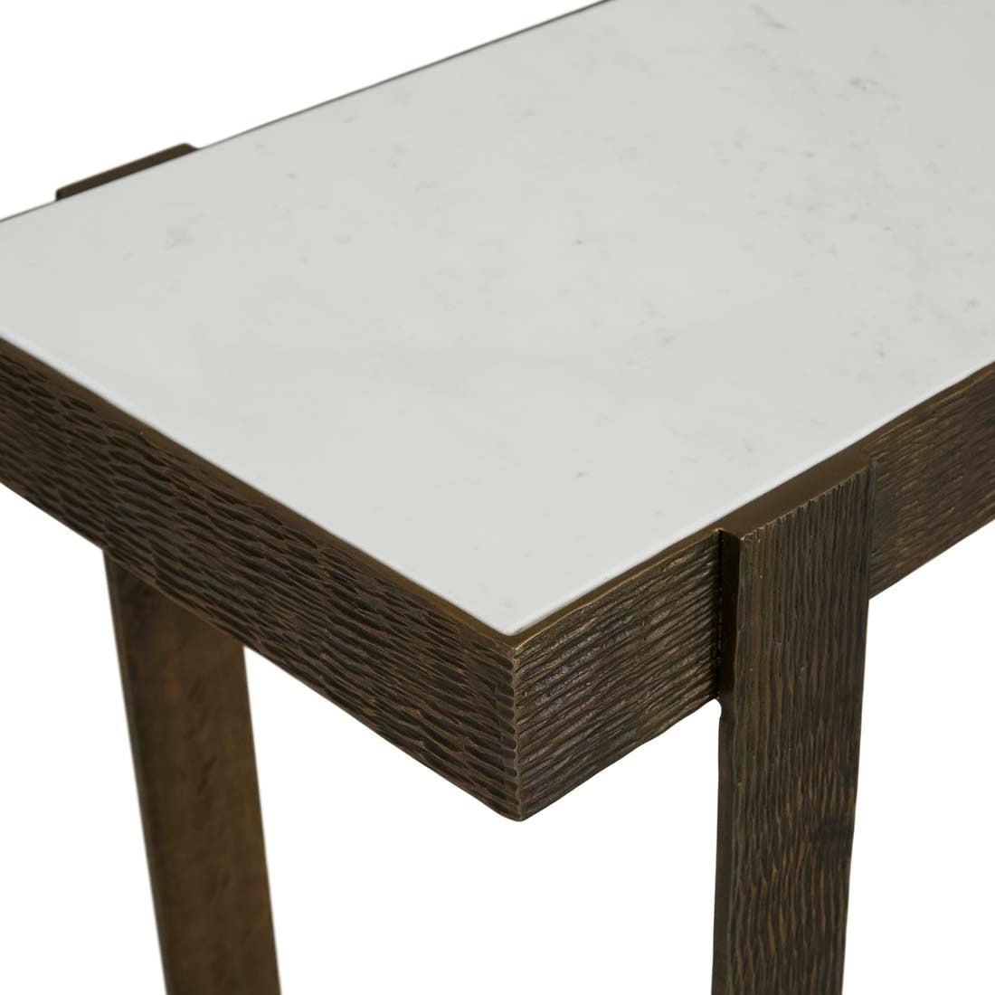 Verona Etch Marble Console - White Marble - Antique Brass