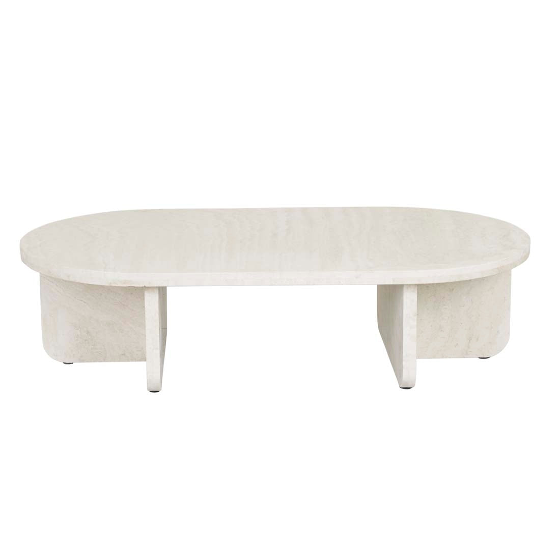 Amara Curve Oval Coffee Table - Natural Travertine