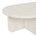 Amara Curve Oval Coffee Table - Natural Travertine