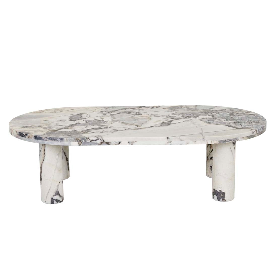 Amara Round Leg Oval Coffee Table - Natural Ocean Marble