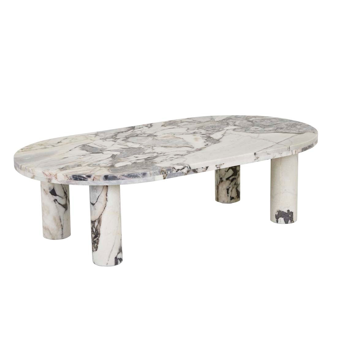 Amara Round Leg Oval Coffee Table - Natural Ocean Marble