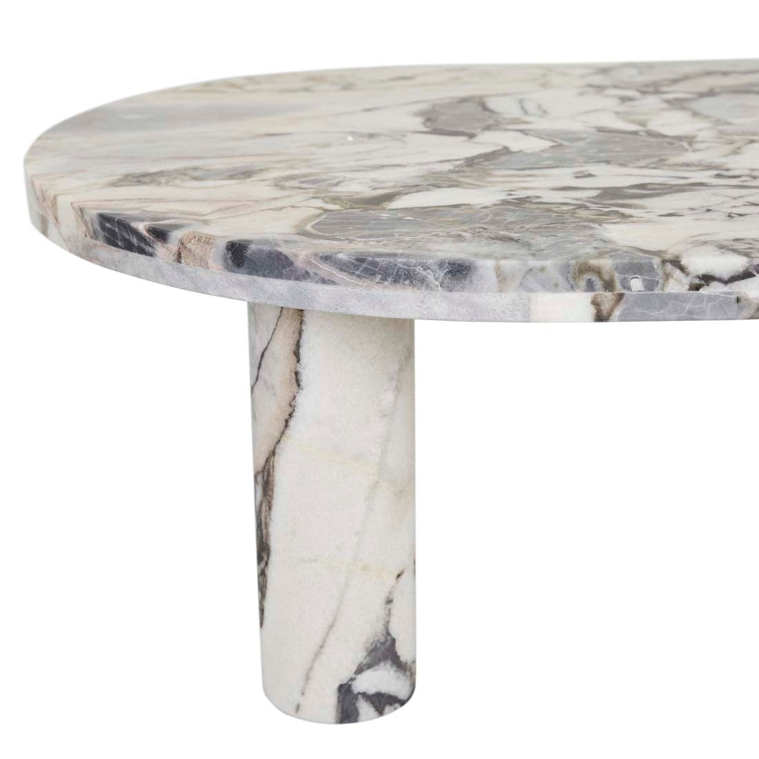 Amara Round Leg Oval Coffee Table - Natural Ocean Marble