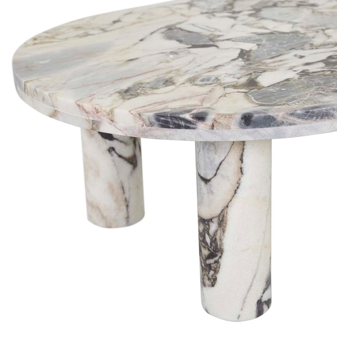 Amara Round Leg Oval Coffee Table - Natural Ocean Marble