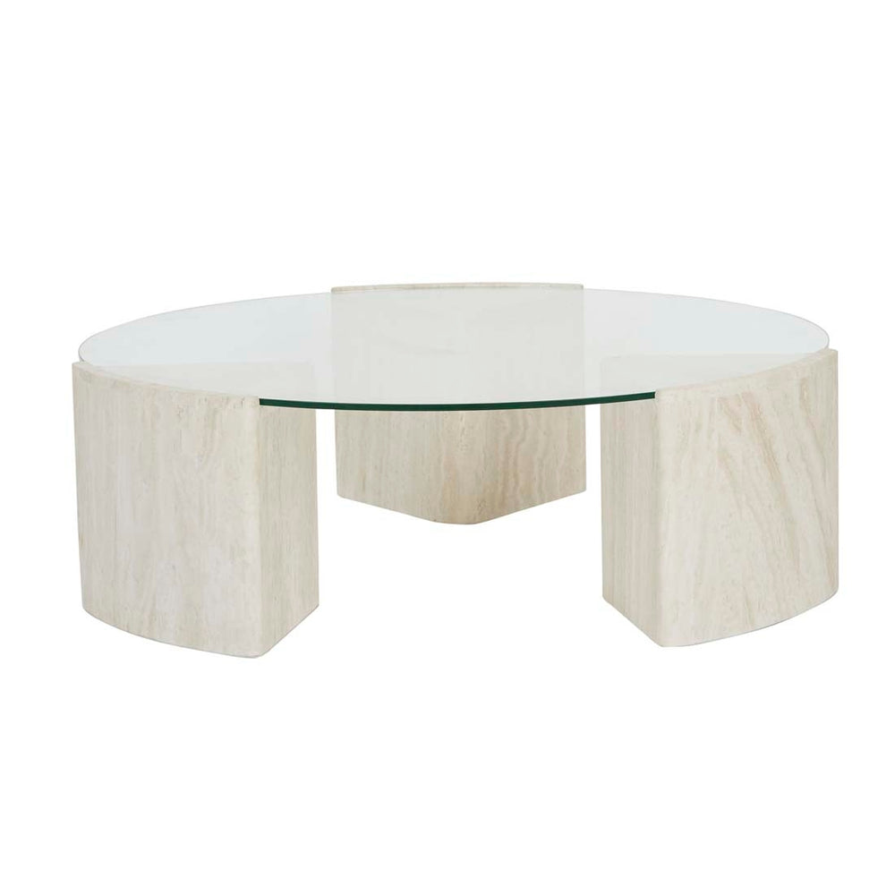 Atlas Ensemble Round Coffee Table - Natural Travertine