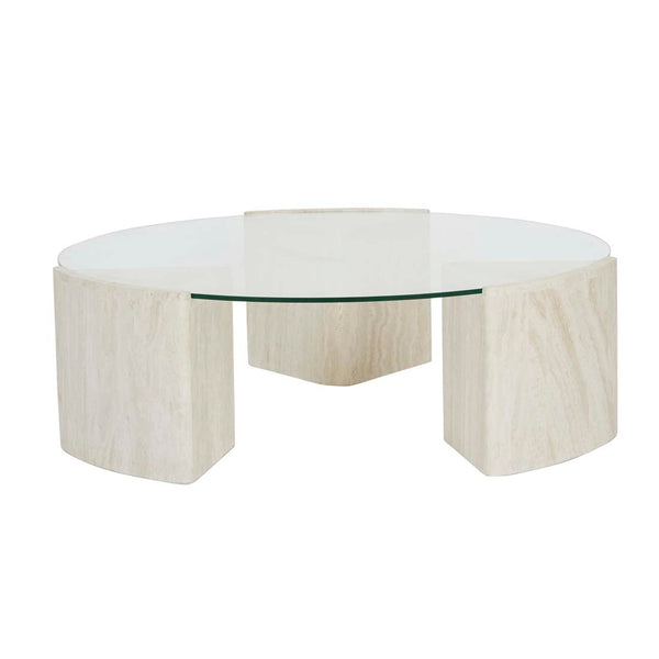 Atlas Ensemble Round Coffee Table - Natural Travertine