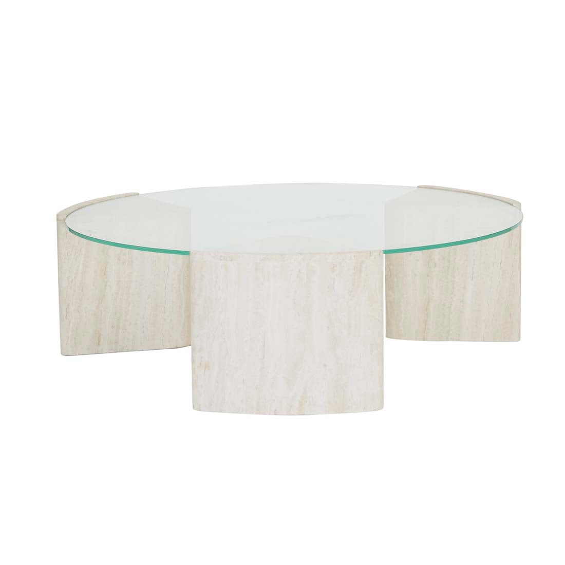 Atlas Ensemble Round Coffee Table - Natural Travertine