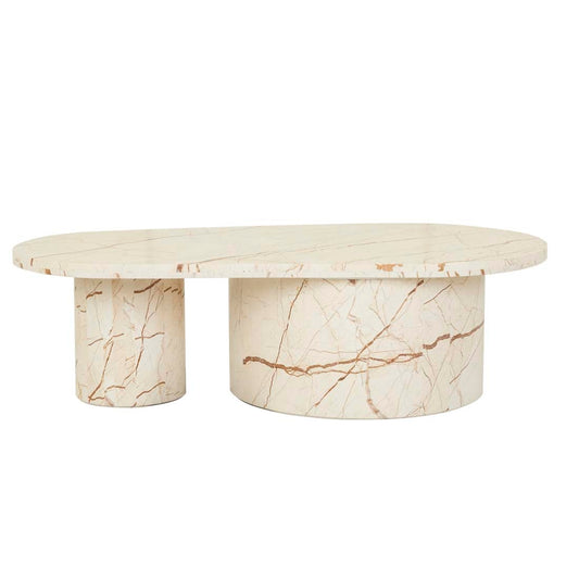 Atlas Pillar Coffee Table - Matt Brown Vein Marble