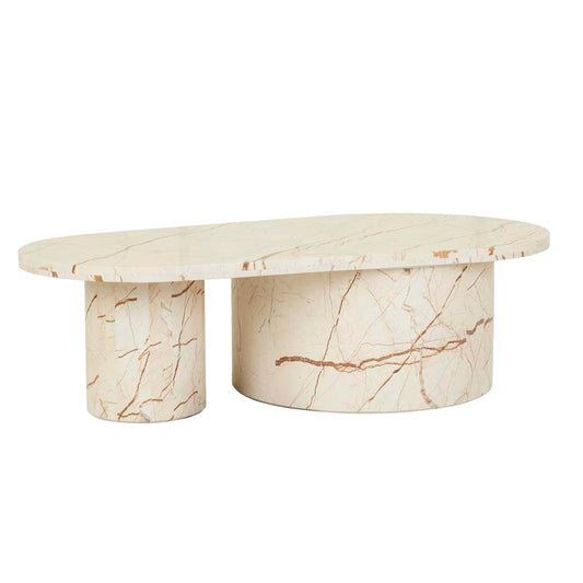 Atlas Pillar Coffee Table - Matt Brown Vein Marble