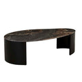 Oberon Curve Marble Coffee Table - Matt Storm Marble - Matt Dark Oak