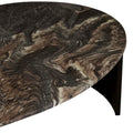 Oberon Curve Marble Coffee Table - Matt Storm Marble - Matt Dark Oak