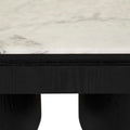 Pluto Oval Marble Coffee Table - Matt Ocean Marble - Black Oak