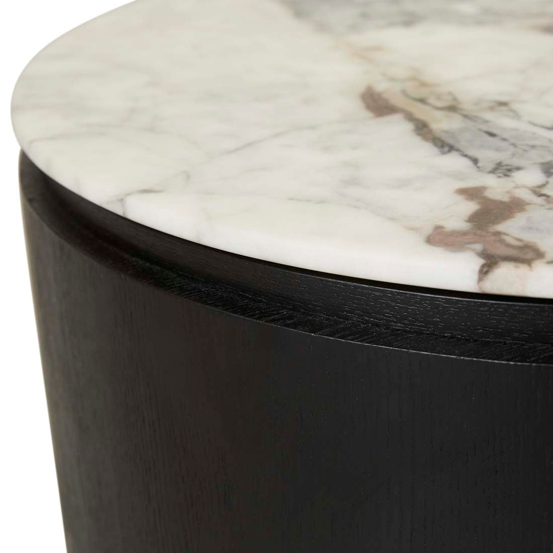 Pluto Oval Marble Coffee Table - Matt Ocean Marble - Black Oak