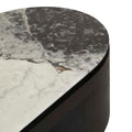 Pluto Oval Marble Coffee Table - Matt Ocean Marble - Black Oak