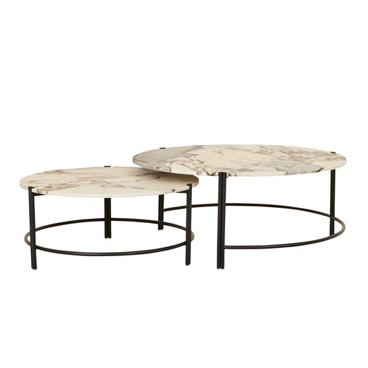 Atlas Twin Nest Coffee Table - Natural Ocean Marble - Black