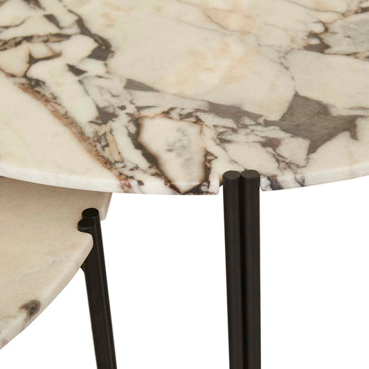 Atlas Twin Nest Coffee Table - Natural Ocean Marble - Black